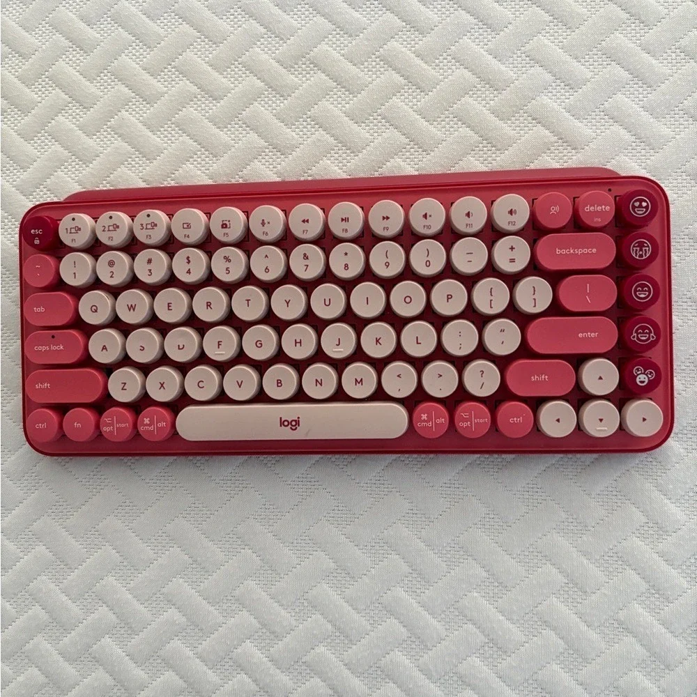 Logitech POP Wireless Keyboard with emoji keys Red Pink Tan‎ Mechanical